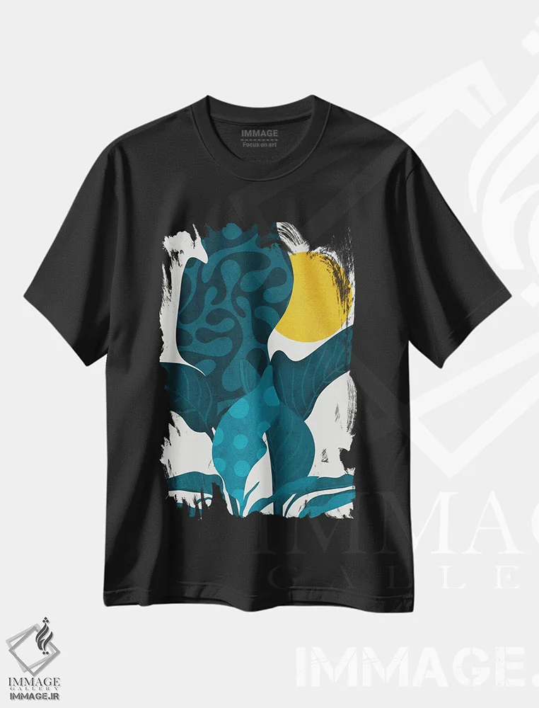 تیشرت مشکی طرح دار زندگی، تزئینی اثر رینا نوریگا | immage.ir