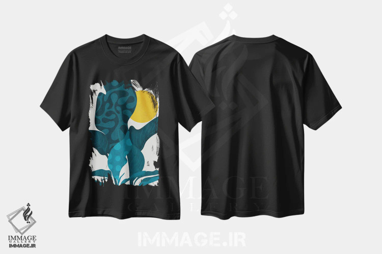 تیشرت مشکی طرح دار زندگی، تزئینی اثر رینا نوریگا | immage.ir