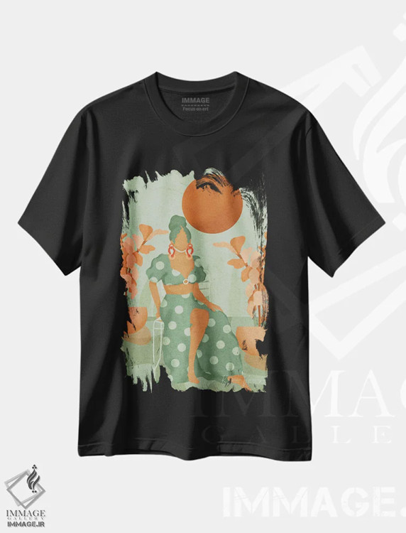 تیشرت مشکی طرح دار سیندی، هنر آمریکایی آفریقایی تبار اثر رینا نوریگا | فروشگاه ایماژ