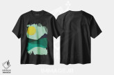 تیشرت مشکی طرح دار ماه سبز زرد، آبستره اثر رینا نوریگا | immage.ir