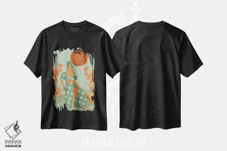 تیشرت مشکی طرح دار سیندی، هنر آمریکایی آفریقایی تبار اثر رینا نوریگا | فروشگاه ایماژ
