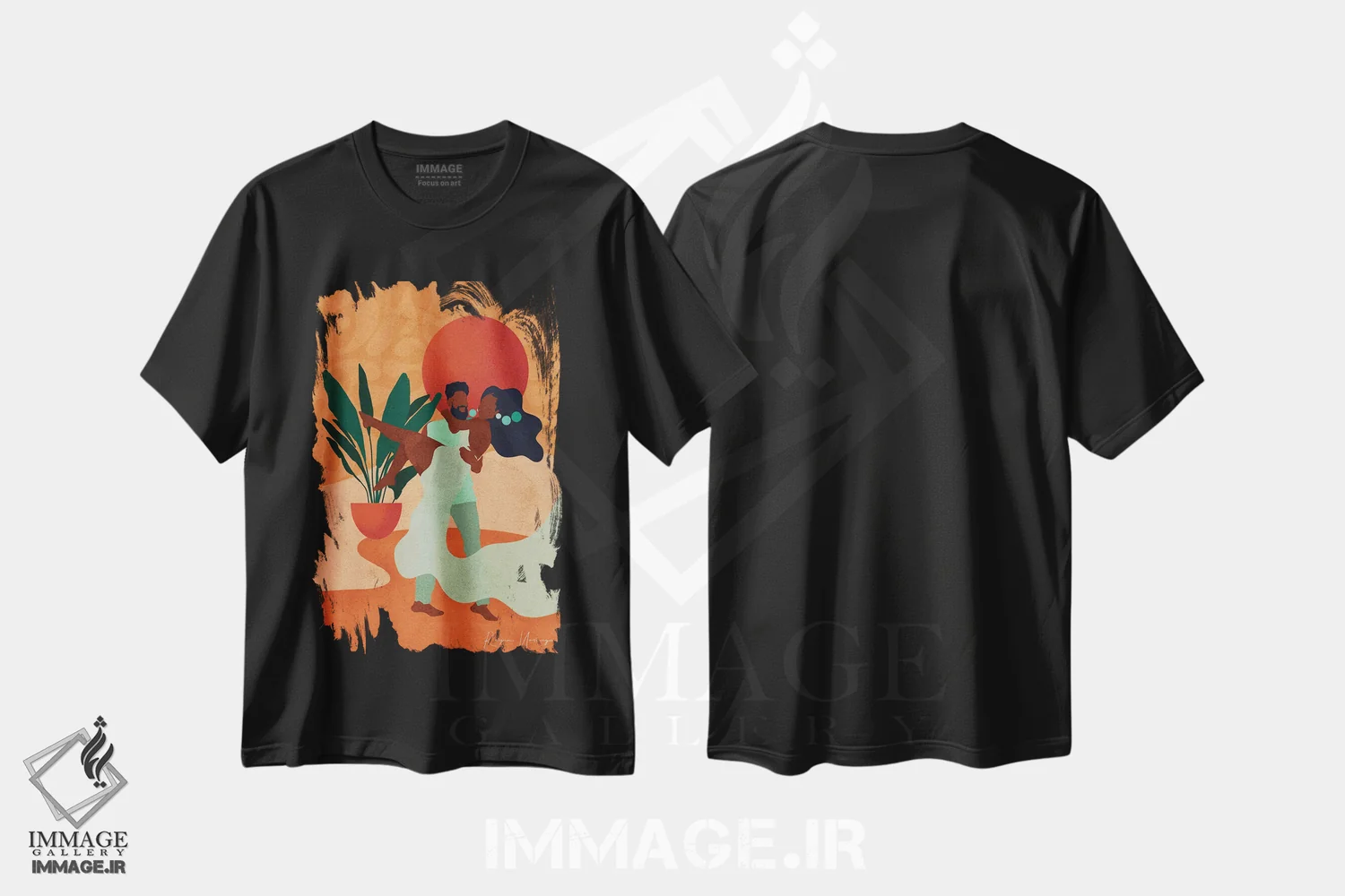 تیشرت مشکی طرح دار برآمده از عشق، هنر آمریکایی آفریقایی تبار اثر رینا نوریگا | فروشگاه ایماژ