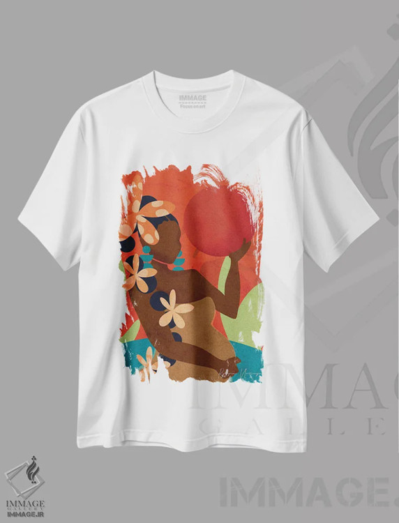 تیشرت سفید طرح دار مادر متولد برج سنبله، هنر آمریکایی آفریقایی تبار اثر رینا نوریگا | فروشگاه ایماژ