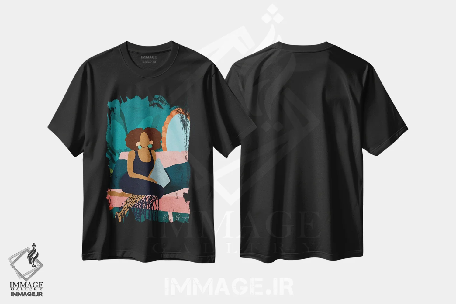تیشرت مشکی طرح دار روی کاناپه ام، هنر آمریکایی آفریقایی تبار اثر رینا نوریگا | immage.ir