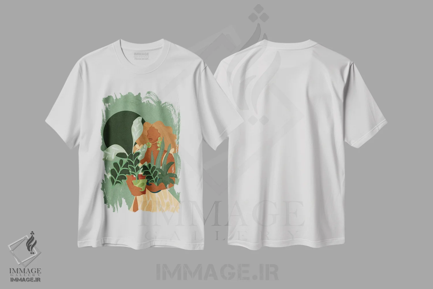 تیشرت سفید طرح دار بانوی گیاه دوست، هنر آمریکایی آفریقایی تبار اثر رینا نوریگا | فروشگاه ایماژ