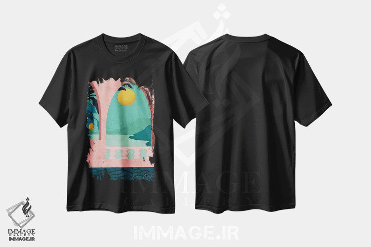 تیشرت مشکی طرح دار پوزیتانو، تزئینی اثر رینا نوریگا | فروشگاه ایماژ