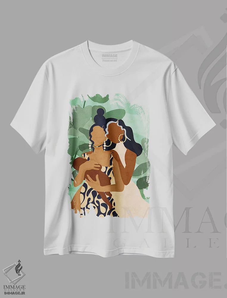 تیشرت سفید طرح دار سه نسل، هنر آمریکایی آفریقایی تبار اثر رینا نوریگا | فروشگاه ایماژ