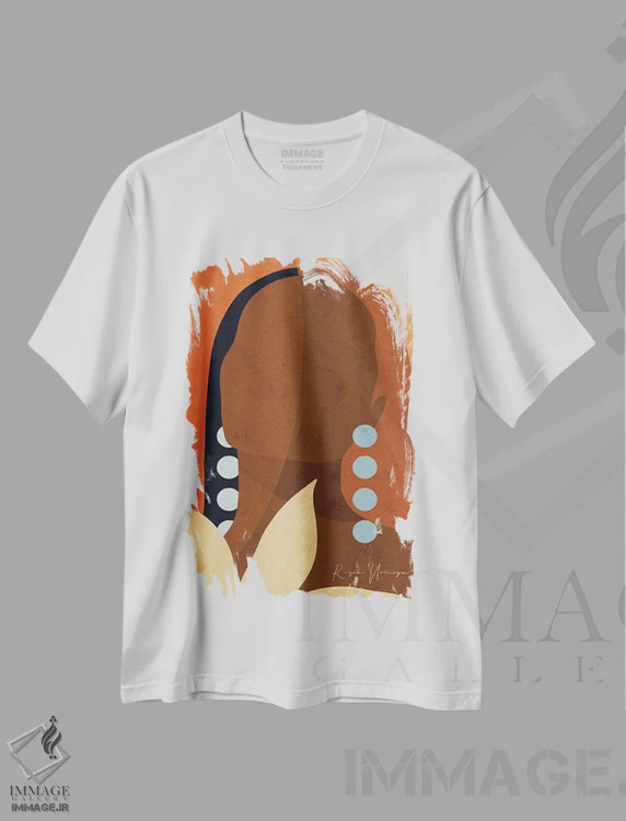 تیشرت سفید طرح دار سر برآوردن، هنر آمریکایی آفریقایی تبار اثر رینا نوریگا | فروشگاه ایماژ