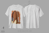 تیشرت سفید طرح دار سر برآوردن، هنر آمریکایی آفریقایی تبار اثر رینا نوریگا | فروشگاه ایماژ