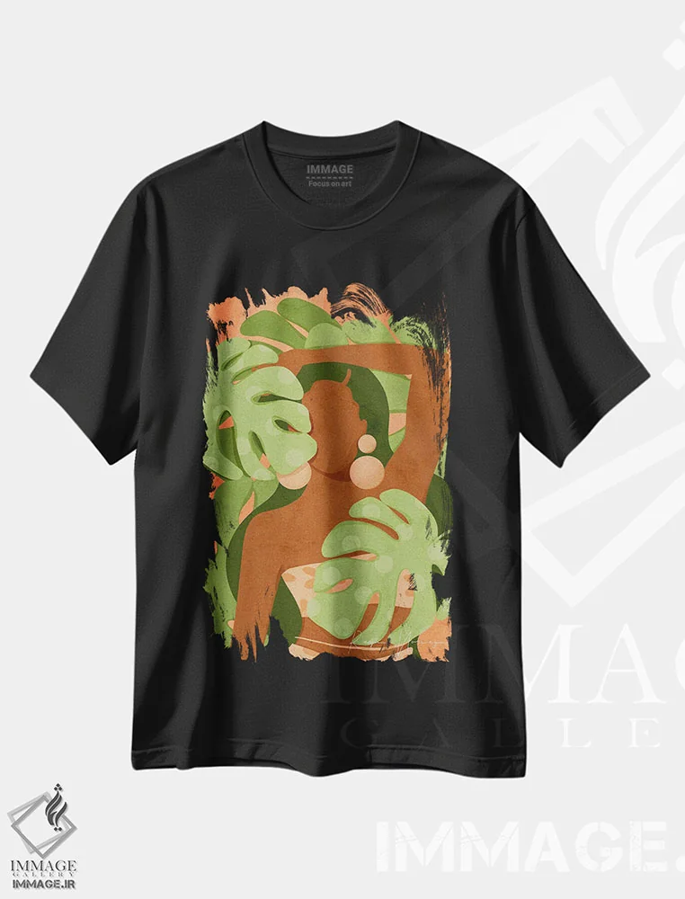 تیشرت مشکی طرح دار سایه دار، هنر آمریکایی آفریقایی تبار اثر رینا نوریگا | فروشگاه ایماژ