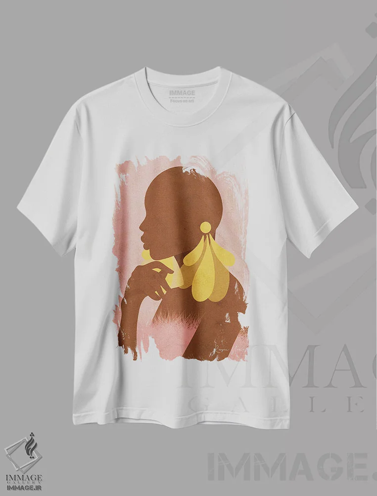 تیشرت سفید طرح دار زندگی نرم و آرام، هنر آمریکایی آفریقایی تبار اثر رینا نوریگا | immage.ir