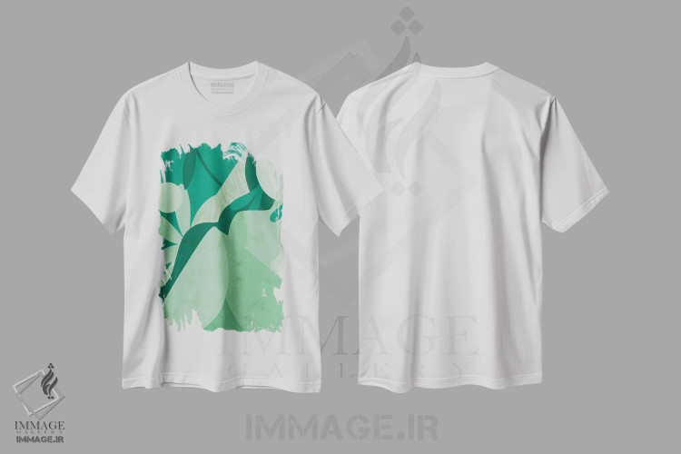 تیشرت سفید طرح دار انتزاع نشسته اثر رینا نوریگا | فروشگاه ایماژ