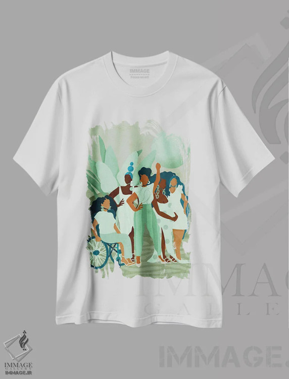 تیشرت سفید طرح دار خط مقدم، هنر آمریکایی آفریقایی تبار اثر رینا نوریگا | فروشگاه ایماژ
