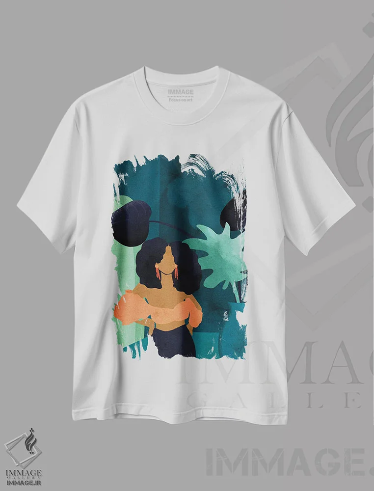 تیشرت سفید طرح دار رینا، هنر آمریکایی آفریقایی تبار اثر رینا نوریگا | فروشگاه ایماژ