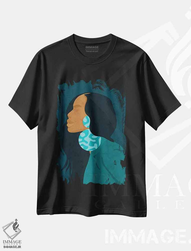 تیشرت مشکی طرح دار شریل، هنر آمریکایی آفریقایی تبار اثر رینا نوریگا | فروشگاه ایماژ