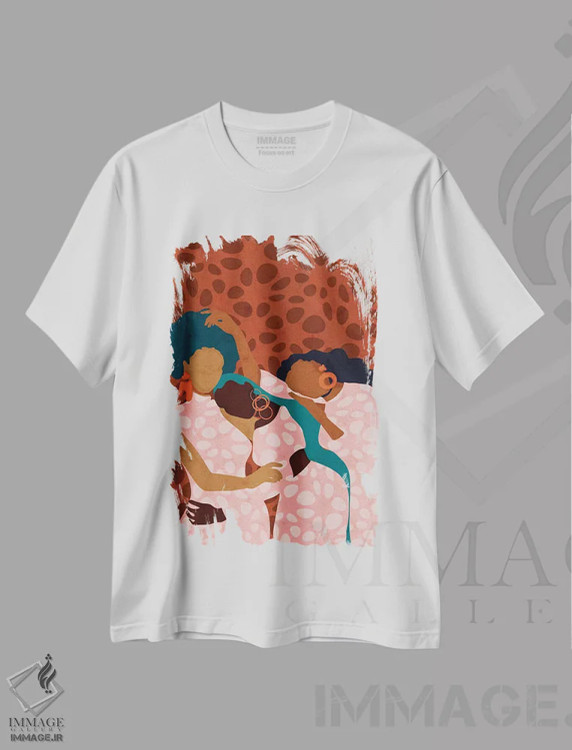 تیشرت سفید طرح دار به من تکیه کن، هنر آمریکایی آفریقایی تبار اثر رینا نوریگا | immage.ir