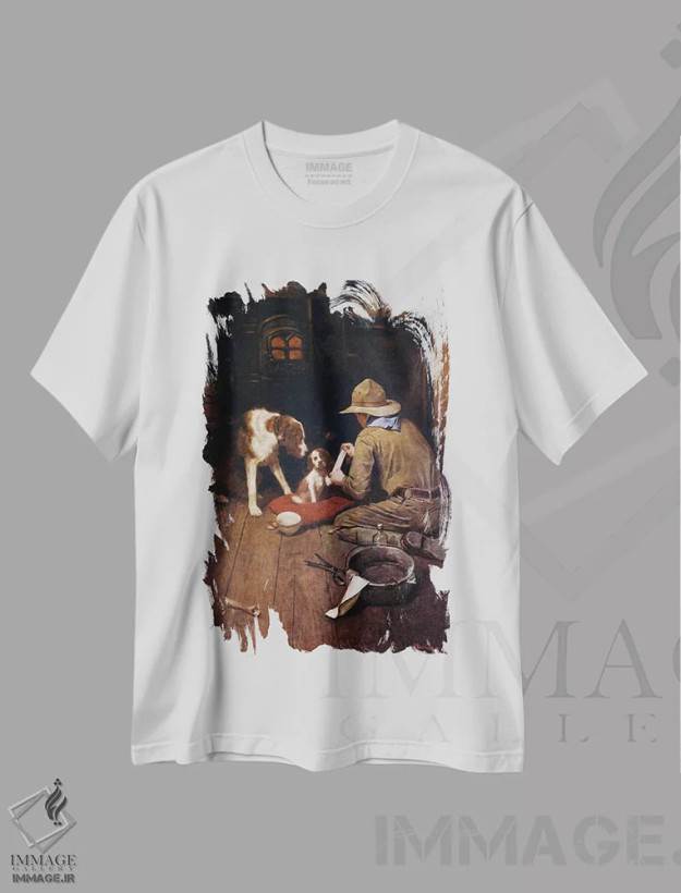 تیشرت سفید طرح دار یک پیشاهنگ مهربان است، هنر فاخر کلاسیک اثر نورمن راکول | فروشگاه ایماژ