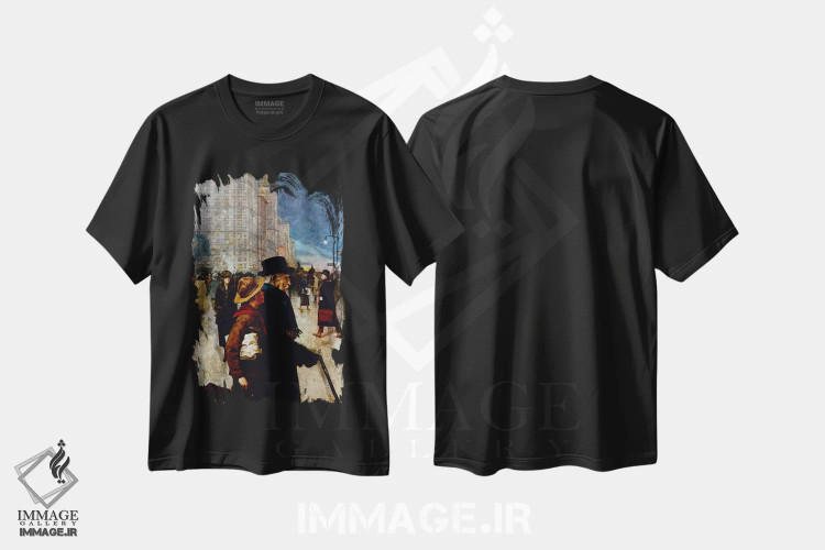 تیشرت مشکی طرح دار کار خوب روزانه، هنر فاخر کلاسیک اثر نورمن راکول | فروشگاه ایماژ