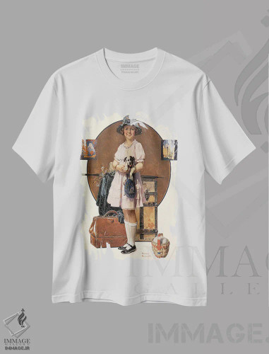 تیشرت سفید طرح دار تعطیلات تمام شد، هنر فاخر کلاسیک اثر نورمن راکول | فروشگاه ایماژ