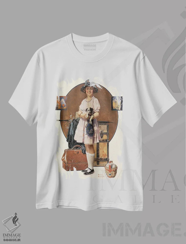 تیشرت سفید طرح دار تعطیلات تمام شد، هنر فاخر کلاسیک اثر نورمن راکول | فروشگاه ایماژ