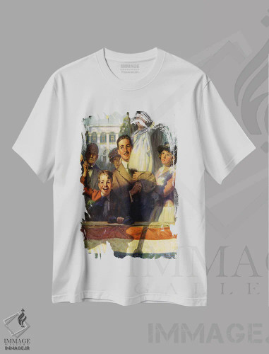 تیشرت سفید طرح دار تماشاگران در رژه، دکور آمریکایی اثر نورمن راکول | فروشگاه ایماژ
