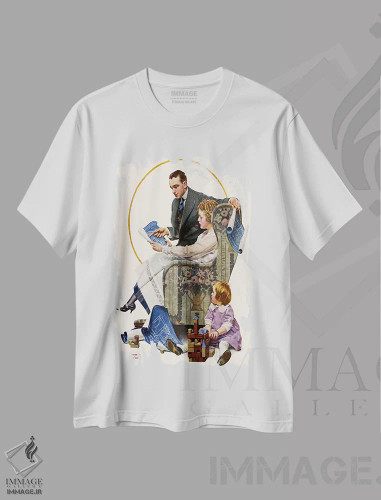 تیشرت سفید طرح دار برنامه ریزی خانه، هنر فاخر کلاسیک اثر نورمن راکول | فروشگاه ایماژ