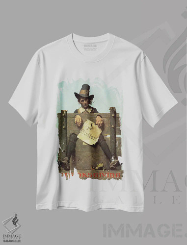 تیشرت سفید طرح دار شکرگزاری - تو شکمو هستی، هنر فاخر کلاسیک اثر نورمن راکول | فروشگاه ایماژ