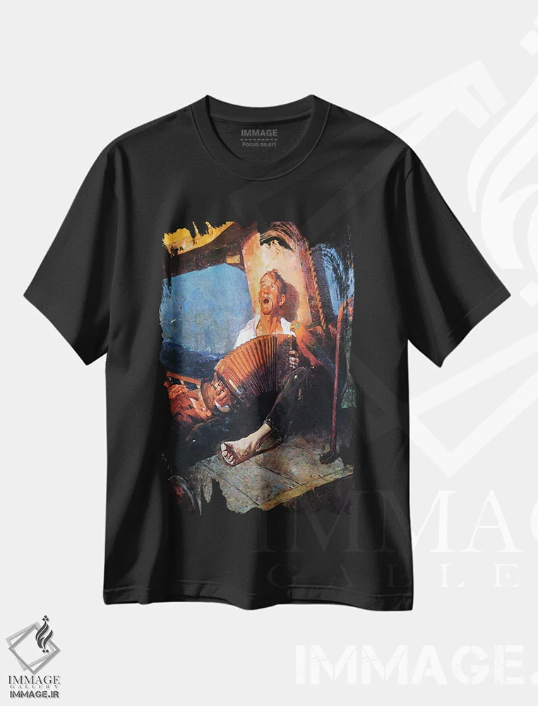 تیشرت مشکی طرح دار خانه، خانهٔ شیرین، هنر فاخر کلاسیک اثر نورمن راکول | فروشگاه ایماژ