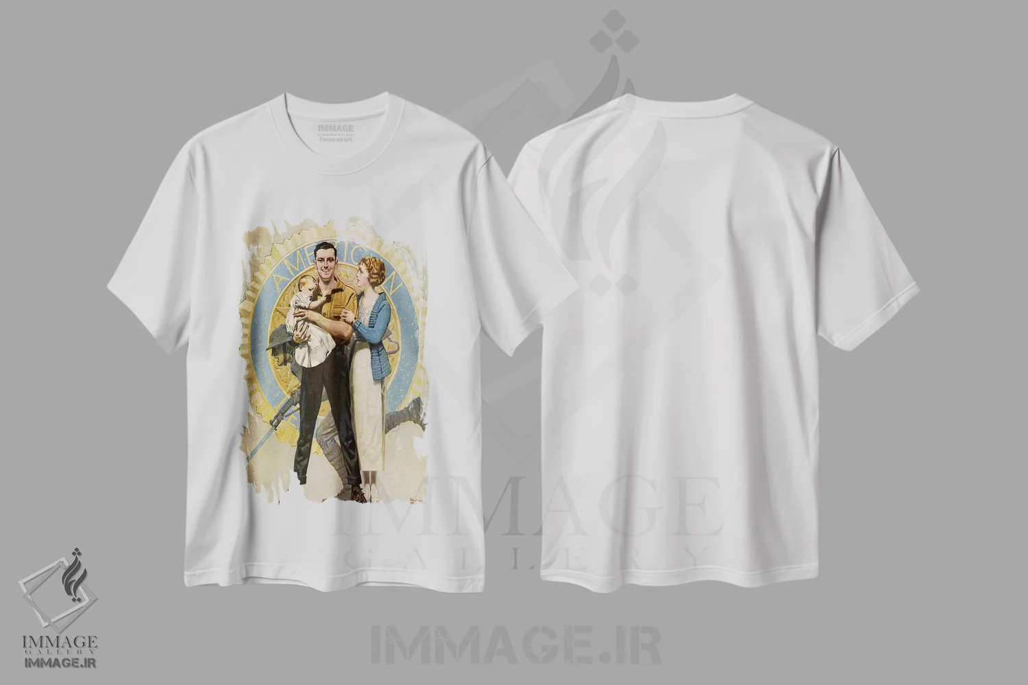 تیشرت سفید طرح دار ادامه دادن، دکور آمریکایی اثر نورمن راکول | immage.ir