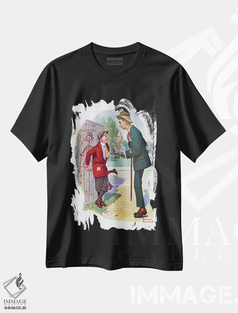 تیشرت مشکی طرح دار کار تو نیست، هنر فاخر کلاسیک اثر نورمن راکول | immage.ir