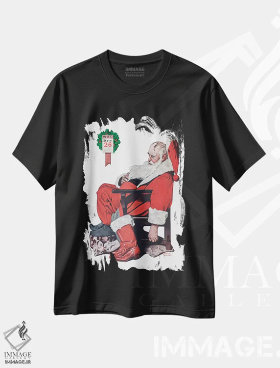 تیشرت مشکی طرح دار روز بعد از کریسمس، هنر فاخر کلاسیک اثر نورمن راکول | فروشگاه ایماژ