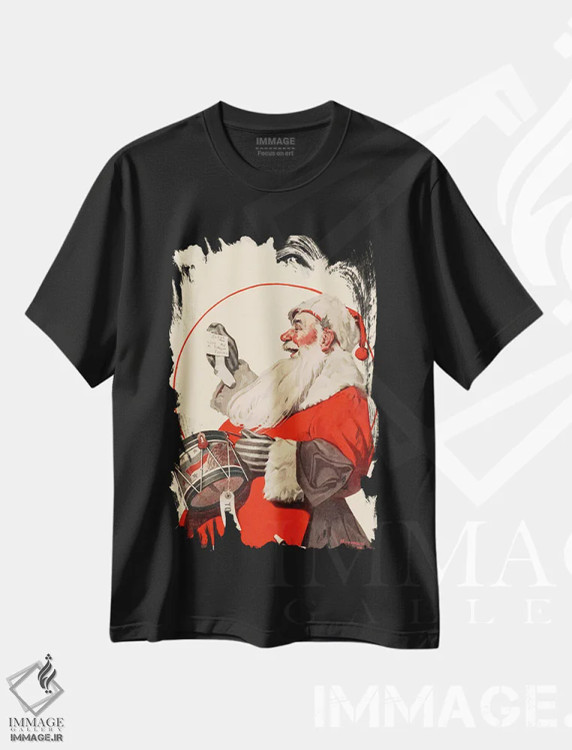 تیشرت مشکی طرح دار یک طبل برای تامی، هنر فاخر کلاسیک اثر نورمن راکول | immage.ir