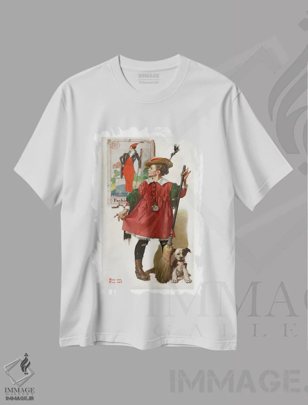 تیشرت سفید طرح دار مدل کوچک شماره ۲، هنر فاخر کلاسیک اثر نورمن راکول | فروشگاه ایماژ