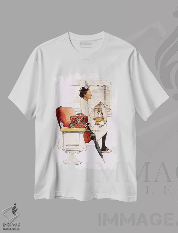تیشرت سفید طرح دار آثار نورمن راکول - immage.ir