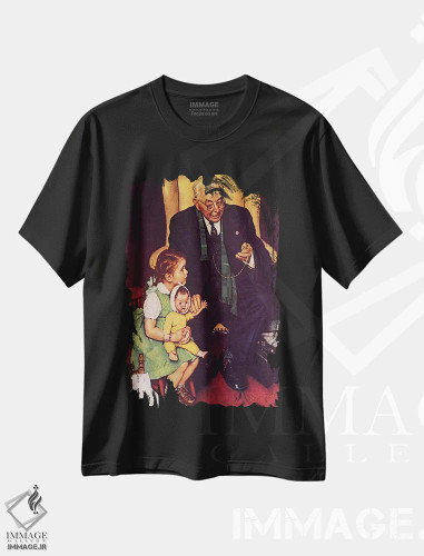 تیشرت مشکی طرح دار پزشک و عروسک، هنر فاخر کلاسیک اثر نورمن راکول | فروشگاه ایماژ