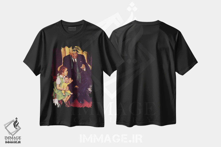 تیشرت مشکی طرح دار پزشک و عروسک، هنر فاخر کلاسیک اثر نورمن راکول | فروشگاه ایماژ