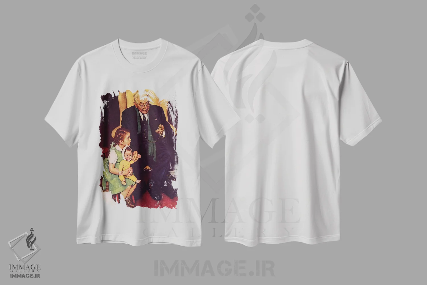 تیشرت سفید طرح دار پزشک و عروسک، هنر فاخر کلاسیک اثر نورمن راکول | immage.ir