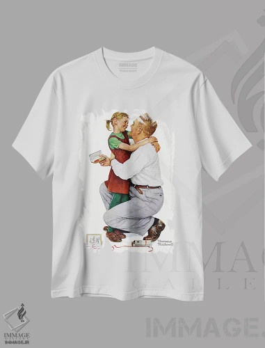 تیشرت سفید طرح دار او به من یک پارکر ۶۱ داد، هنر فاخر کلاسیک اثر نورمن راکول | فروشگاه ایماژ