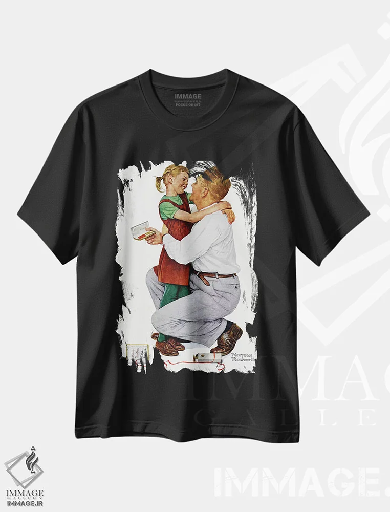 تیشرت مشکی طرح دار او به من یک پارکر ۶۱ داد، هنر فاخر کلاسیک اثر نورمن راکول | immage.ir
