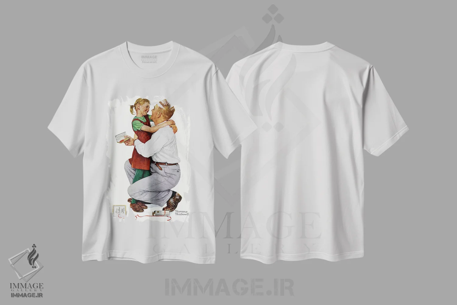 تیشرت سفید طرح دار او به من یک پارکر ۶۱ داد، هنر فاخر کلاسیک اثر نورمن راکول | فروشگاه ایماژ