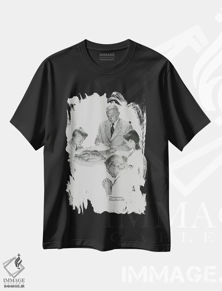 تیشرت مشکی طرح دار روز شکرگزاری، هنر فاخر کلاسیک اثر نورمن راکول | immage.ir