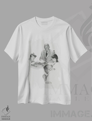 تیشرت سفید طرح دار روز شکرگزاری، هنر فاخر کلاسیک اثر نورمن راکول | فروشگاه ایماژ