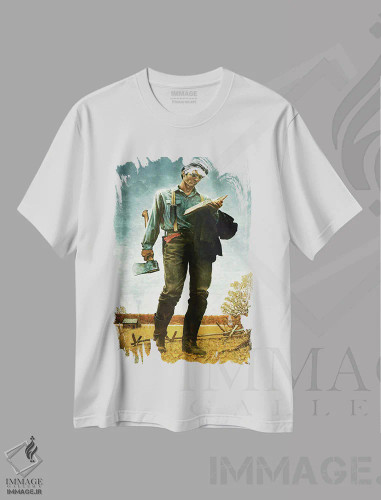تیشرت سفید طرح دار لینکلن هیزم شکن، دکور آمریکایی اثر نورمن راکول | فروشگاه ایماژ