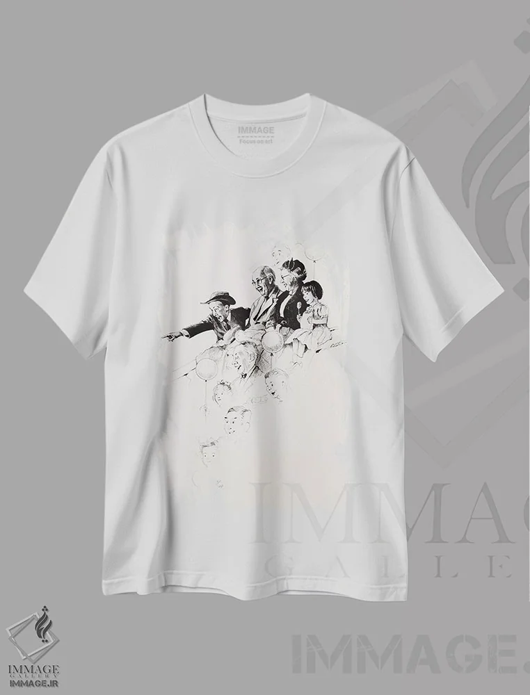 تیشرت سفید طرح دار سیرک، هنر فاخر کلاسیک اثر نورمن راکول | immage.ir