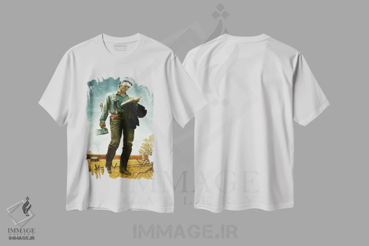 تیشرت سفید طرح دار لینکلن هیزم شکن، دکور آمریکایی اثر نورمن راکول | فروشگاه ایماژ
