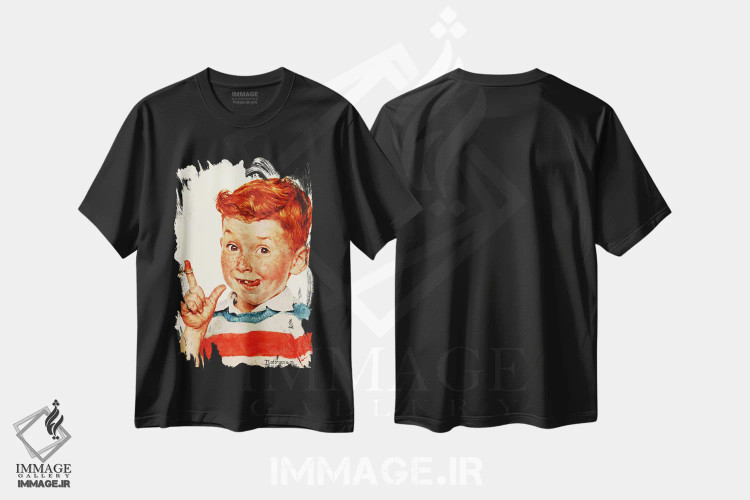 تیشرت مشکی طرح دار پسر با نخ، هنر فاخر کلاسیک اثر نورمن راکول | immage.ir