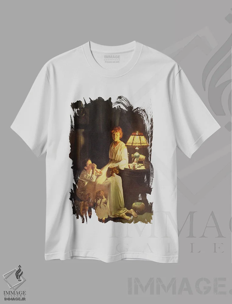تیشرت سفید طرح دار چیزهایی که خاطرات را می سازند، کایاروسکورو اثر نورمن راکول | immage.ir