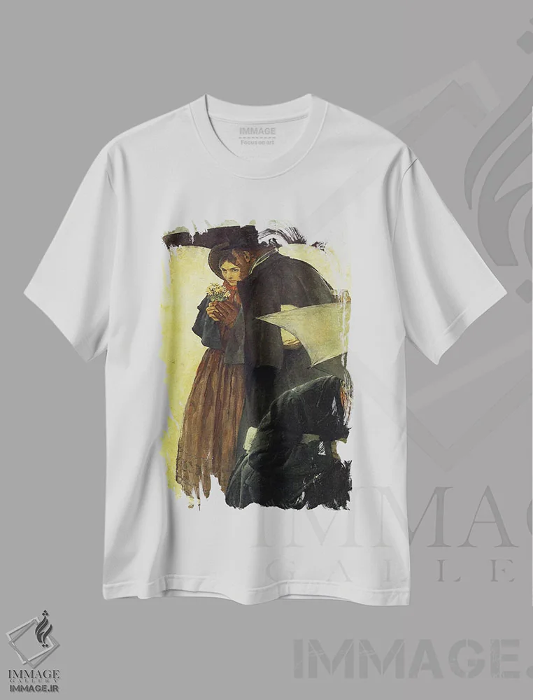تیشرت سفید طرح دار محبوب ترین نویسندهٔ آمریکایی شماره ۲، هنر فاخر کلاسیک اثر نورمن راکول | immage.ir