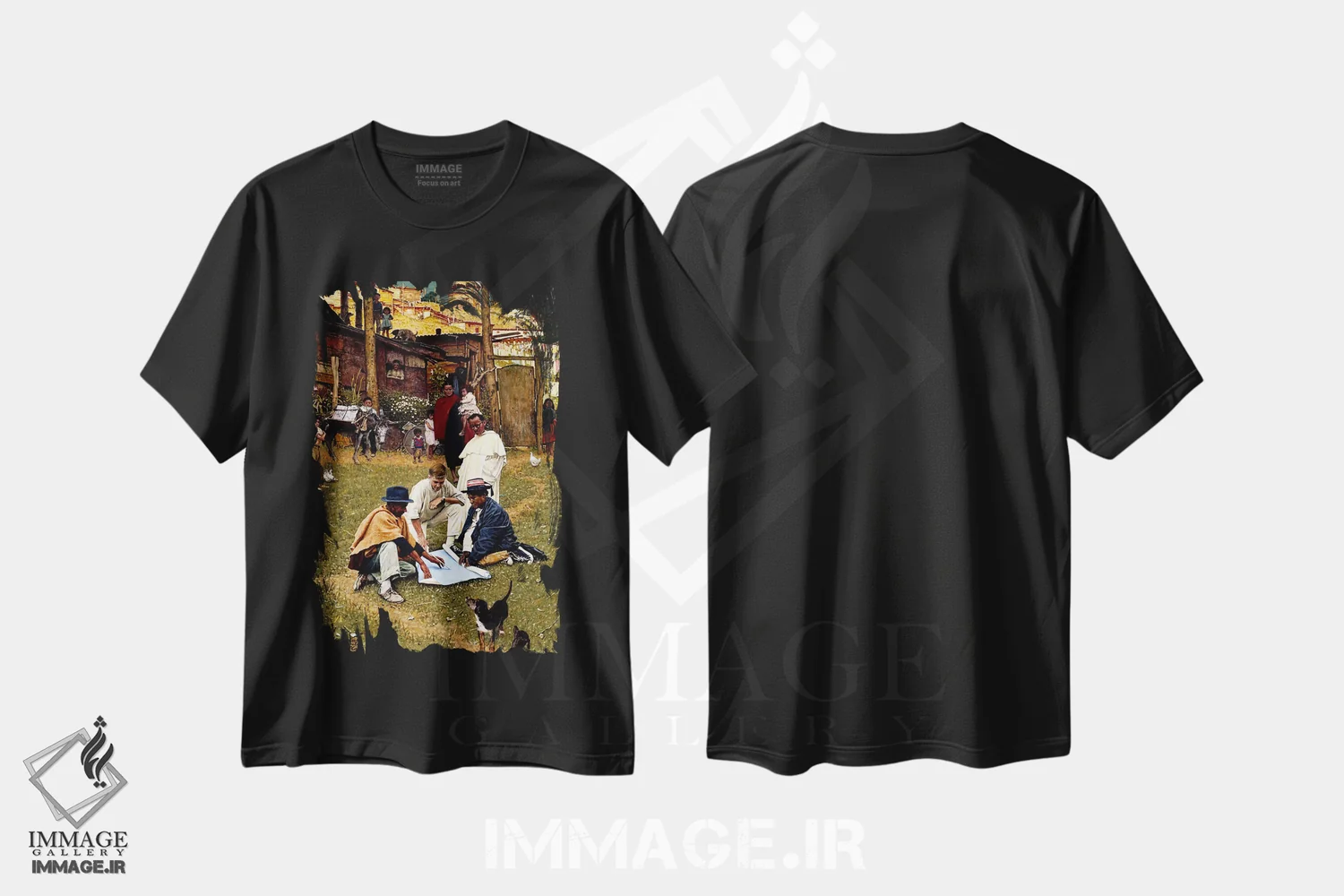 تیشرت مشکی طرح دار Colombia,سپاه صلح در بوگوتا، کلمبیا، هنر فاخر کلاسیک اثر نورمن راکول | immage.ir