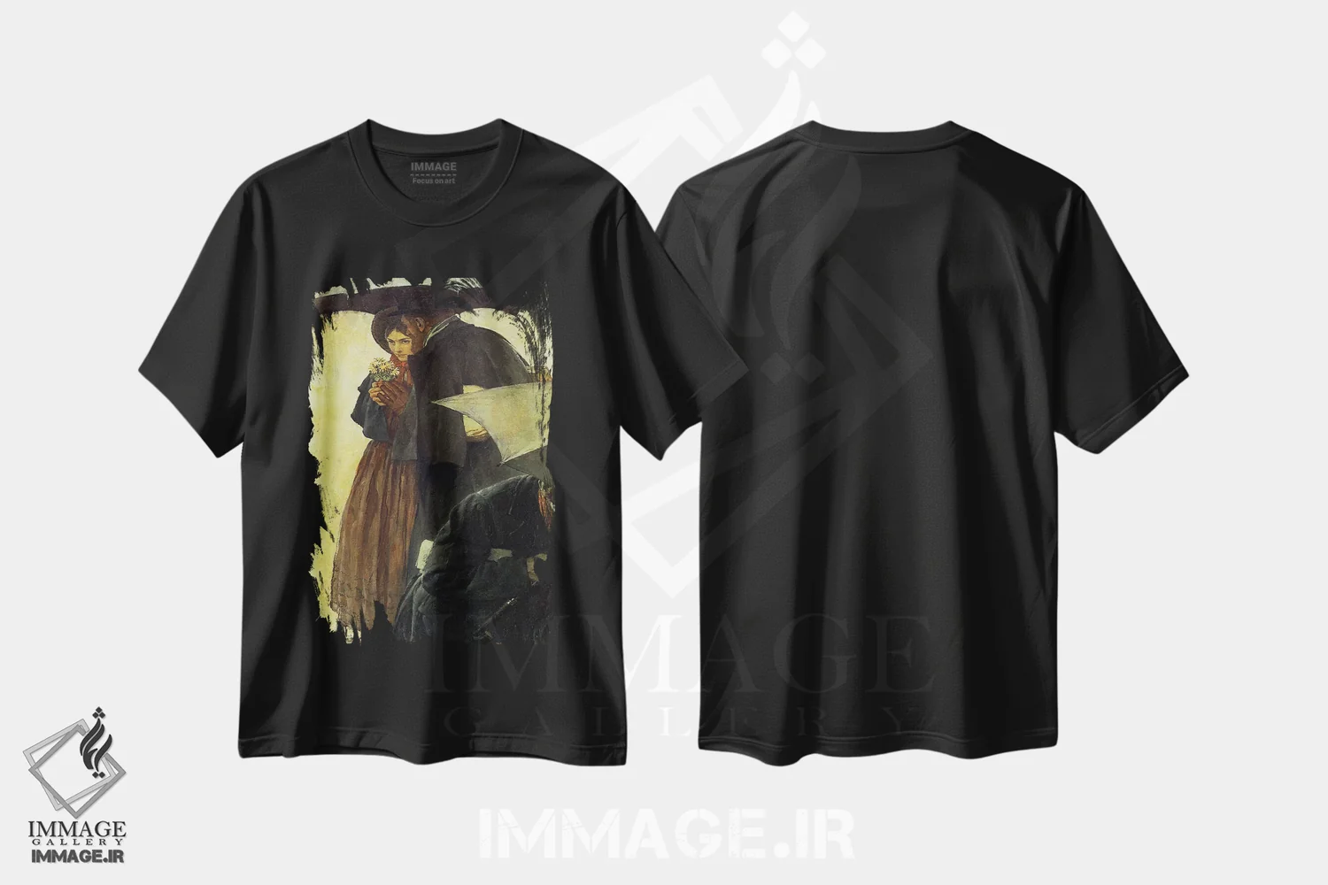 تیشرت مشکی طرح دار محبوب ترین نویسندهٔ آمریکایی شماره ۲، هنر فاخر کلاسیک اثر نورمن راکول | فروشگاه ایماژ